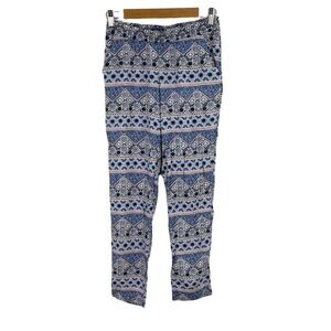 Divided Womens Size 4 Tribal Print Straight Leg High Waist Pants Blue
